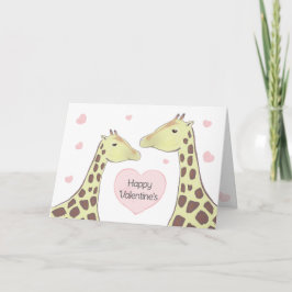 Tarjeta Feliz día de San Valentín pareja de jirafas