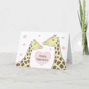 Tarjeta Feliz día de San Valentín pareja de jirafas