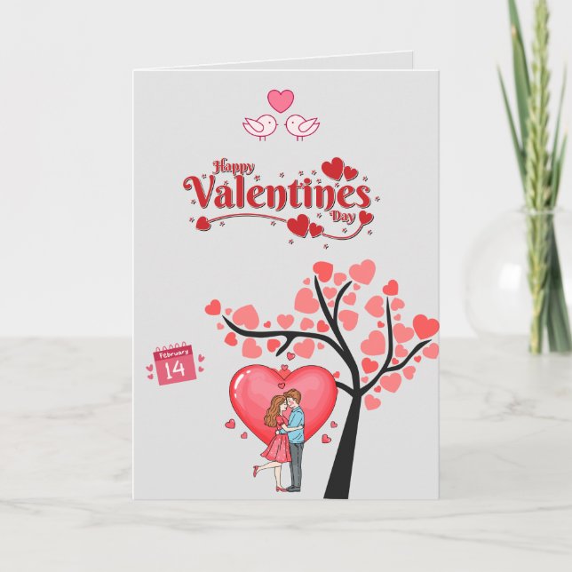Tarjeta Feliz día de San Valentín – Pareja romántica  (Anverso)
