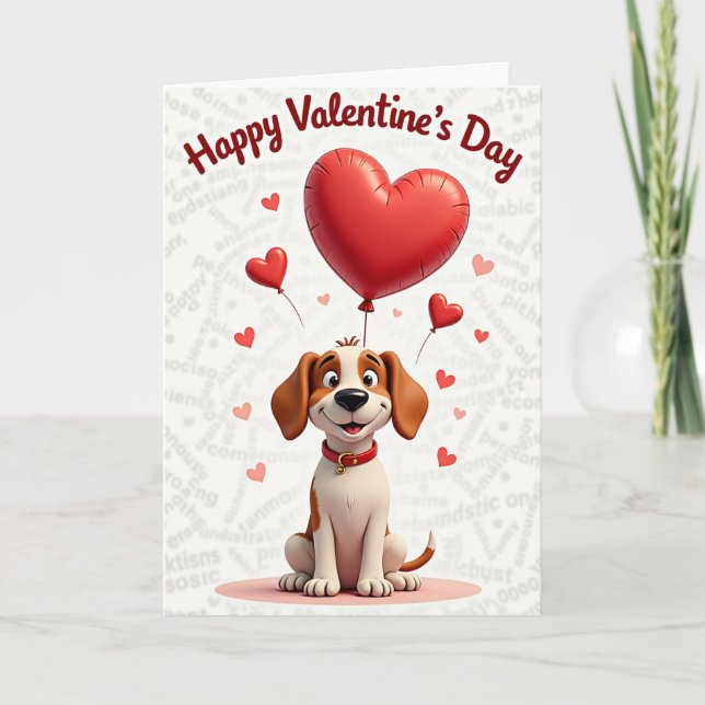 Tarjeta Feliz Día de San Valentín Perro Corazón (Anverso)