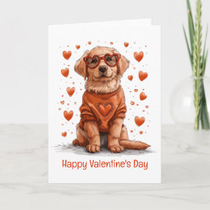 Tarjeta Feliz día de San Valentín perro Golden Retriever