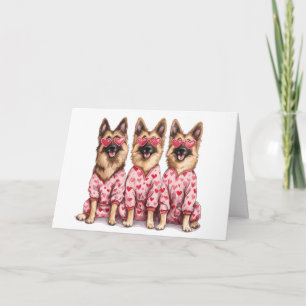 Tarjeta Feliz día de San Valentín perros pastor alemán
