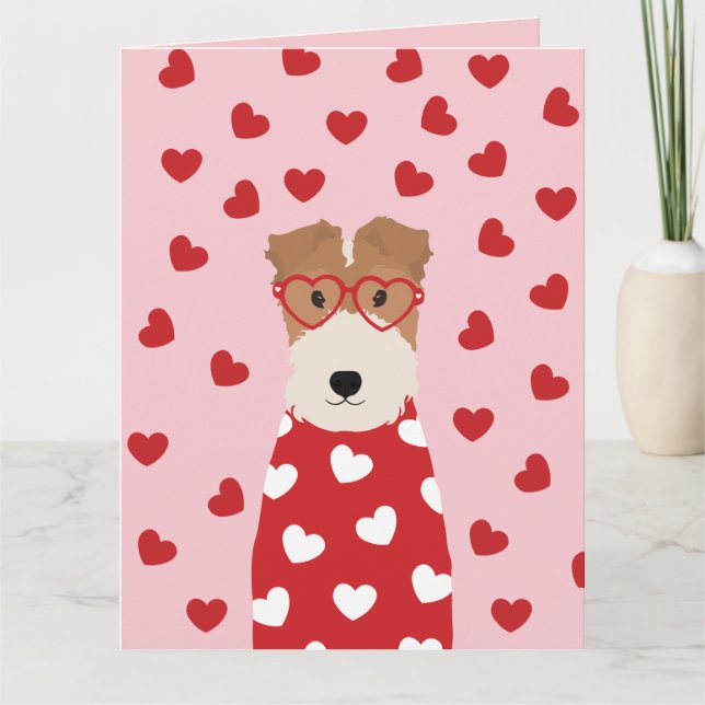 Tarjeta Feliz Día de San Valentín Pink del perro de Fox Te (Anverso)