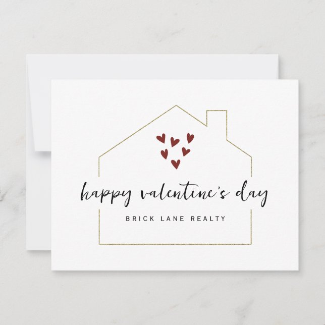 Tarjeta Feliz Día de San Valentín promocional inmobiliario (Anverso)
