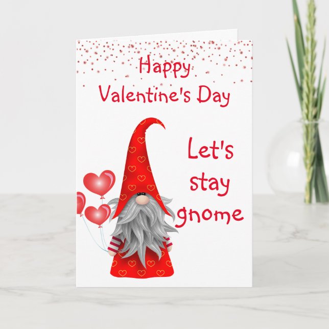 Tarjeta Feliz Día de San Valentín Quedémonos Gnome (Anverso)