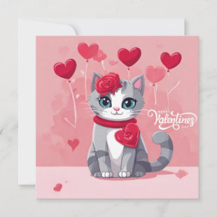 Tarjeta Feliz Día de San Valentín Resumen Gato acuático