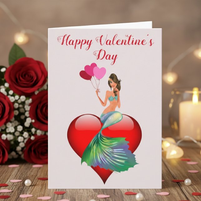 Tarjeta Feliz Día de San Valentín, Romántica sirena (Subido por el creador)
