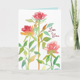 Tarjeta Feliz Día de San Valentín te ama las rosas rojas