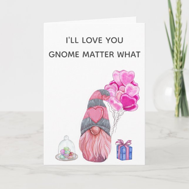 Tarjeta Feliz Día de San Valentín, te amo, Gnome, importa  (Anverso)