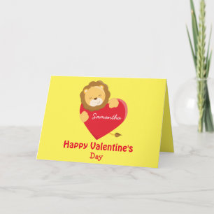 Tarjeta Feliz Día de San Valentín, tema de mi hija león
