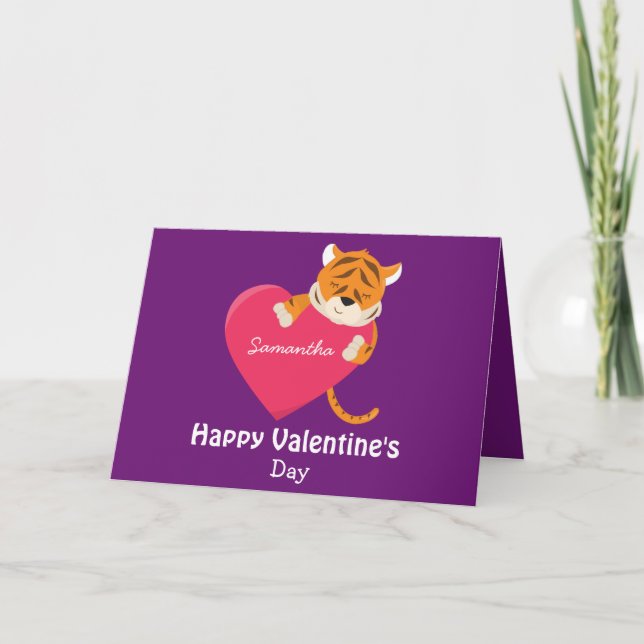Tarjeta Feliz Día de San Valentín, tema de mi hija tigre (Anverso)