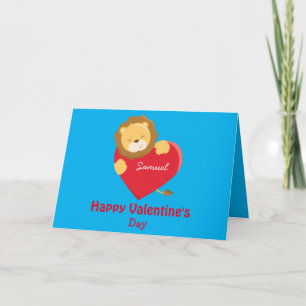 Tarjeta Feliz Día de San Valentín tema de mi hijo león