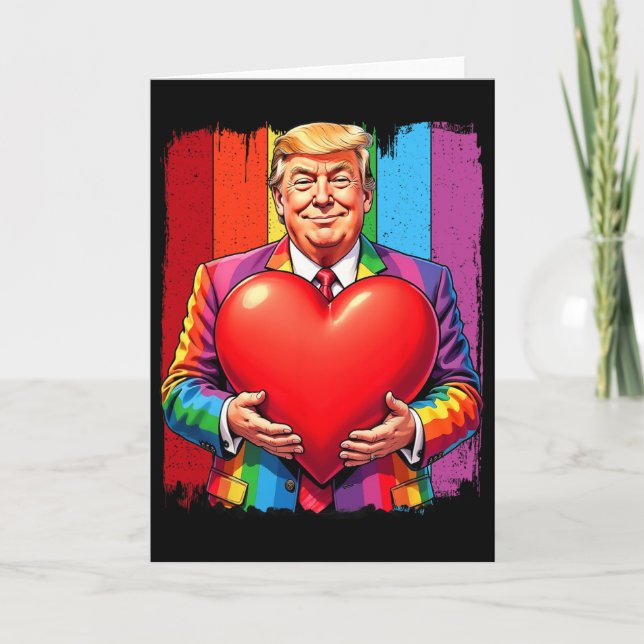 Tarjeta Feliz Día de San Valentín Trump Corazón Lgbt  (Anverso)