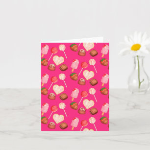 Tarjeta Feliz Día de San Valentín y patrón de dulces