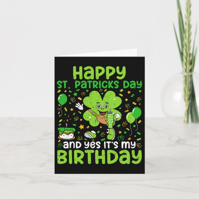 Tarjeta Feliz Día de Santo Patrocinio Cumpleaños Shamrock  (Anverso)