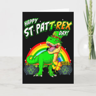 Tarjeta Feliz día de St Pat Trex día de San Patricio Dinos