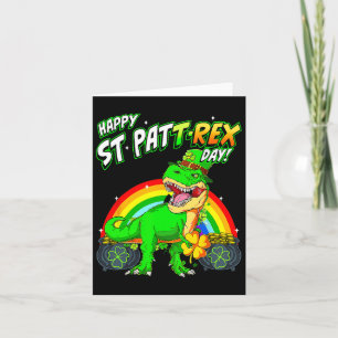 Tarjeta Feliz Día de St Pat Trex Día de St Patricks Dinosa