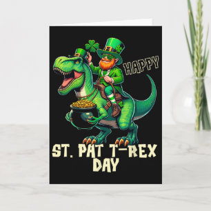 Tarjeta Feliz día de St. Pat Trex Dinosaurio Niño pequeño 