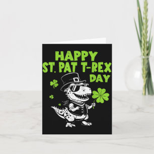 Tarjeta Feliz día de St Pat Trex Dinosaurio para niños Niñ