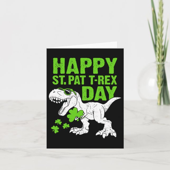 Tarjeta Feliz Día de St Pat Trex St Patricks Dinosaur Todl (Anverso)