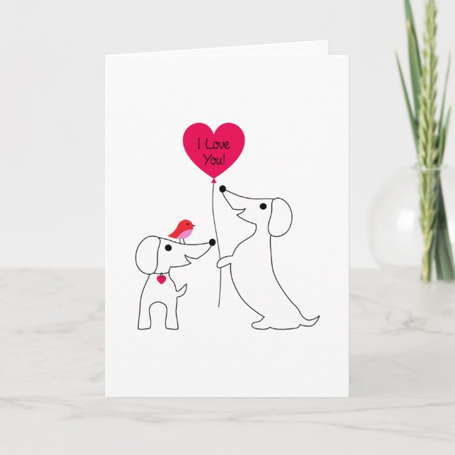 Tarjeta FELIZ DÍA DE VALENTINE | Te Amo Dachshunds (Anverso)