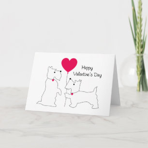 Tarjeta FELIZ DÍA DE VALENTINE   Westies Doggies