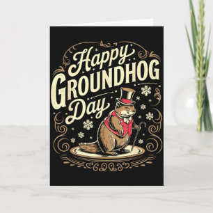Tarjeta Feliz Día del Día de la Marmota Disfraz de Hombre