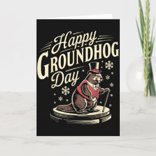 Tarjeta Feliz Día del Día de la Marmota Disfraz de Hombre 