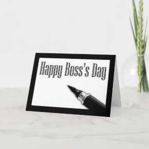 Tarjeta Feliz Día del Jefe con pluma caligráfica de nib