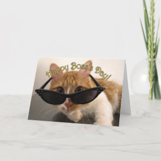 Tarjeta Feliz Día del Jefe - Gato de Guay con gafas de sol