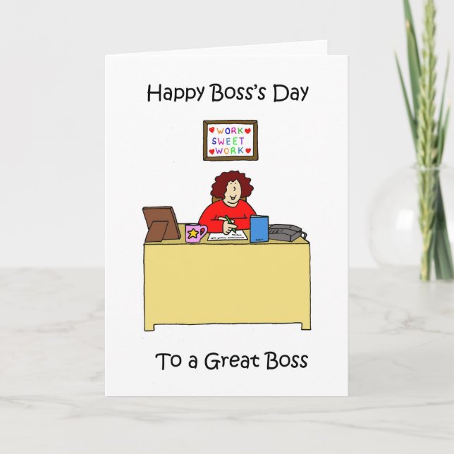 Tarjeta Feliz Día del Jefe para la mujer (Anverso)