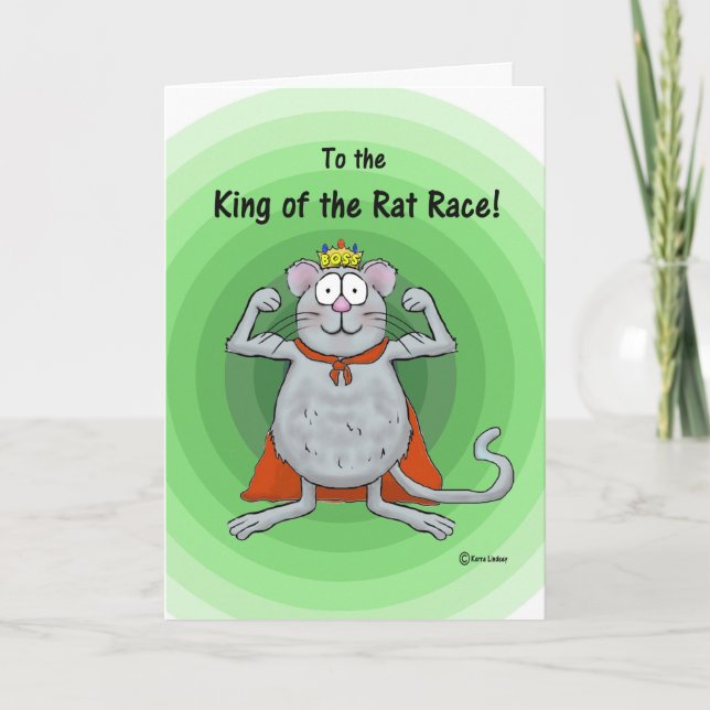 Tarjeta Feliz Día del Jefe, sincera carrera de ratas King (Anverso)