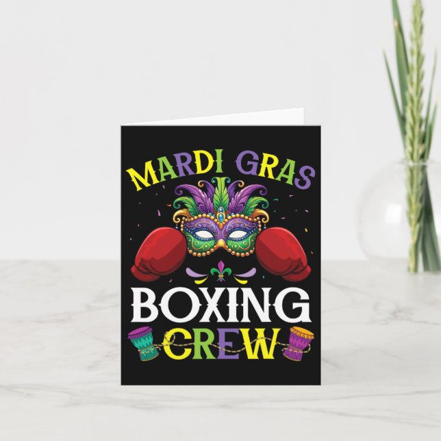 Tarjeta Feliz Día del Mardi Gras Boxeador Creador Masked P (Anverso)