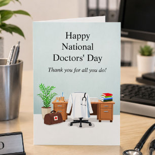 Tarjeta Feliz Día del Médico Oficina del Médico