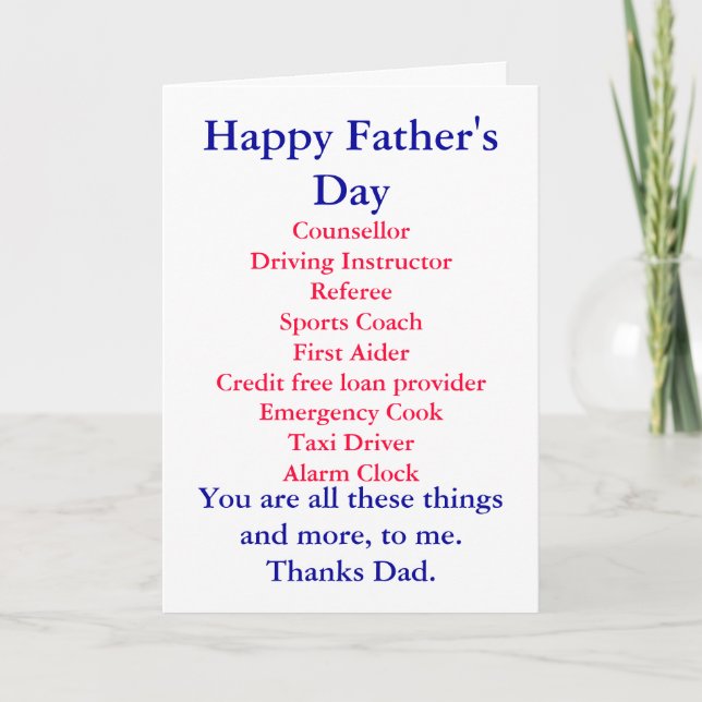 Tarjeta Feliz Día del Padre, (Anverso)