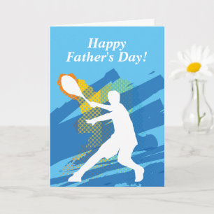 Tarjeta Feliz Día del Padre a un saludo de diseño de tenis