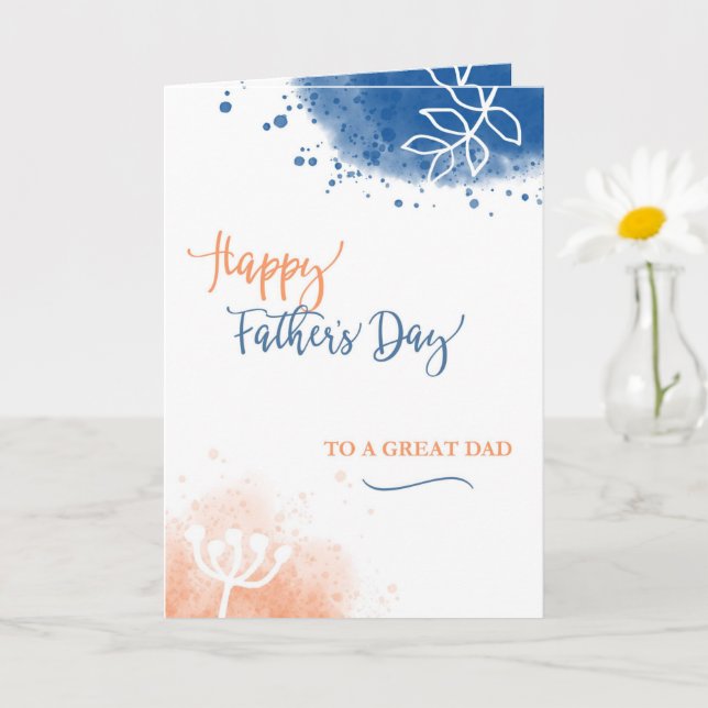Tarjeta Feliz Día del Padre a una gran acuarela de papá (Planta pequeña)