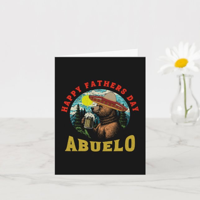 Tarjeta Feliz Día del Padre Abuelo Beer Mug Bear Sombrero (Planta pequeña)