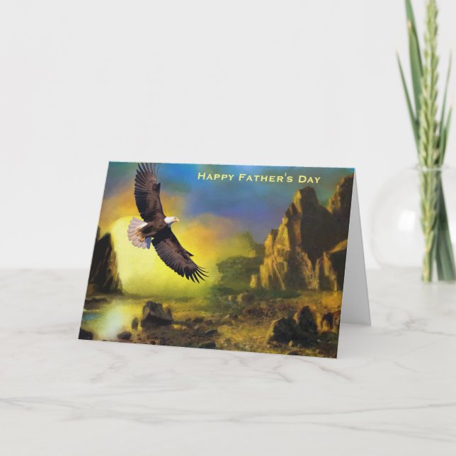 Tarjeta Feliz Día del Padre, águila calva (Anverso)