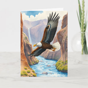 Tarjeta Feliz Día del Padre Águila volando sobre cañón