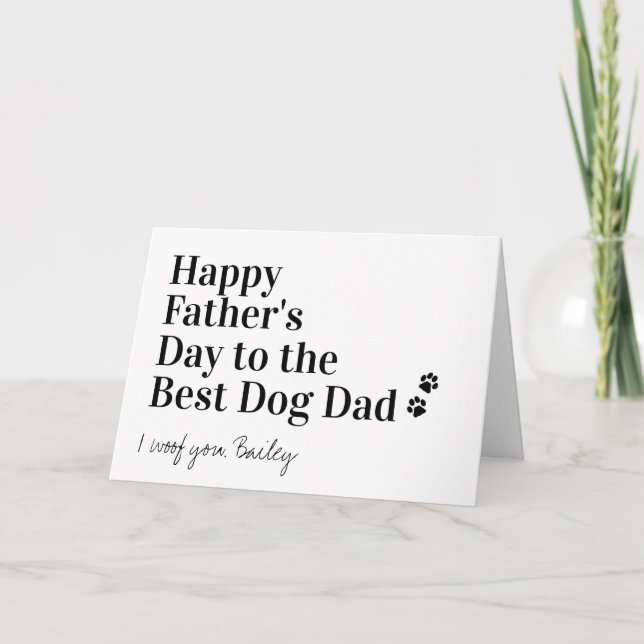 Tarjeta Feliz Día del Padre al mejor perro personalizado (Anverso)