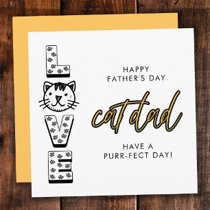 Tarjeta Feliz Día del Padre Amarillo de parte del gato per