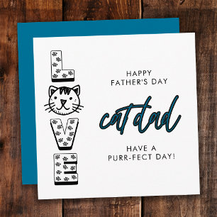 Tarjeta Feliz Día del Padre Azul de parte del gato perfect