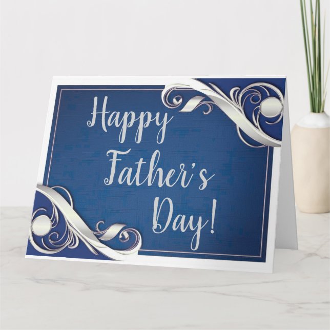 Tarjeta Feliz Día del Padre Blanco Azul (Anverso)