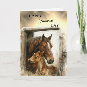Tarjeta Feliz Día del Padre Caballo y Potro