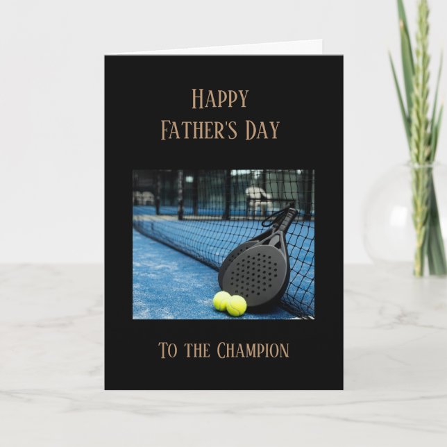Tarjeta Feliz Día del Padre Campeón deportivo de tenis (Anverso)