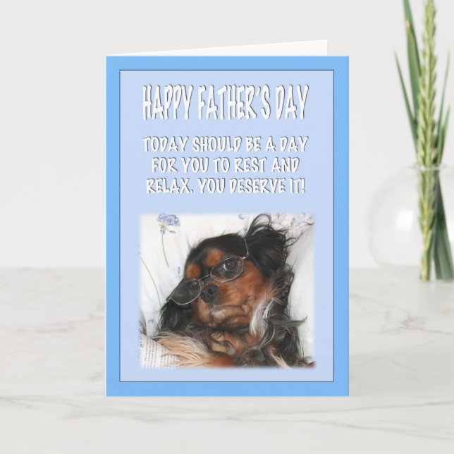 Tarjeta Feliz Día del Padre Cavalier King Charles Spaniel (Anverso)
