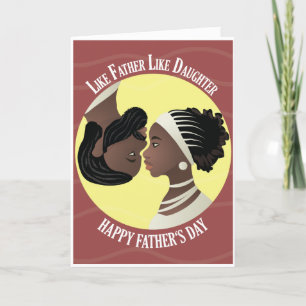 Tarjeta Feliz Día del Padre; Chica y papá "Ying y Yang"