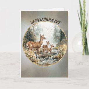 Tarjeta Feliz Día del Padre Cierva y Crias Gemelas En Un A