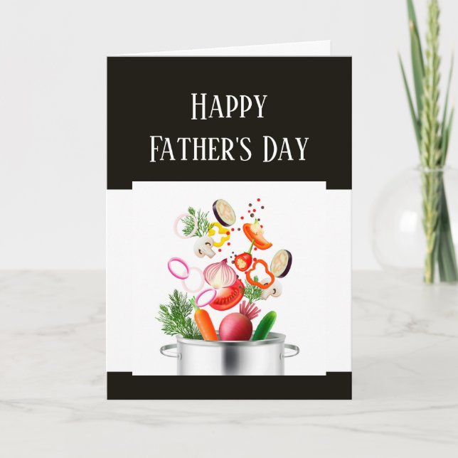 Tarjeta Feliz Día del Padre cocinando cocinero (Anverso)